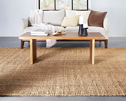 Well Woven Lani Boucle Hand-Woven Jute Farmhouse Solid Pattern Natural Chuncky-Textured 8' x 10' Area Rug