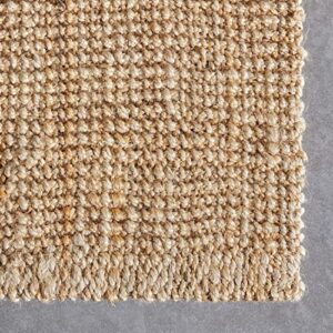 Well Woven Lani Boucle Hand-Woven Jute Farmhouse Solid Pattern Natural Chuncky-Textured 8' x 10' Area Rug
