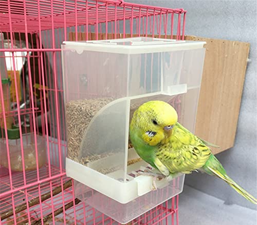 Spill-Proof No-Mess Pet Bird Feeder Parrot Automatic Feeder Seed Food Container Perch Cage Accessories for Budgerigar Canary Cockatiel Finch Parakeet Green Cheek Conures Parrotlets