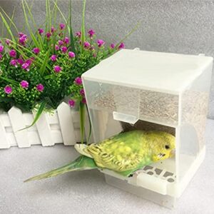 Spill-Proof No-Mess Pet Bird Feeder Parrot Automatic Feeder Seed Food Container Perch Cage Accessories for Budgerigar Canary Cockatiel Finch Parakeet Green Cheek Conures Parrotlets