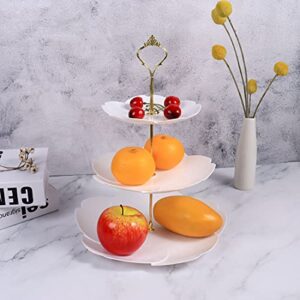 3 Tier White Cupcake Stand, Plastic Dessert Display Serving Tray for Birthday Home Party Baby Shower Wedding (2 Pcs)