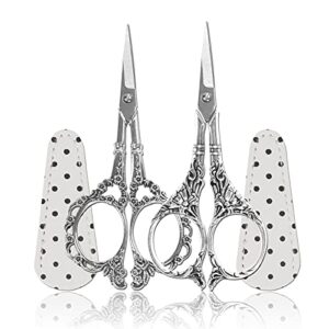 hisuper 2 pairs crafting scissors 4.5 inch sewing scissors small sharp craft scissors with leather scissors cover embroidery scissor shears for fabric needlework crochet threading tool