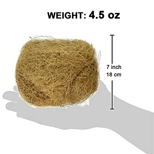 Lucky Interests Coconut Fiber, 4.5oz. Comfortable Bedding for Small Birds and Animals, Nest Material for Nest Building, Hideouts, Plants and Upholstery