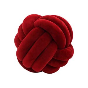 zanyb plush knot pillow soft decorative throw ball pillows room decor sofa couch lumbar cushion kids bedroom decoration, wine red, 10.6x10.6