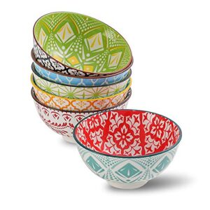 AHX Porcelain Dessert Bowls Cereal bowl - Ceramic Bowl Set of 6 - Colorful Small Bowls for Ice Cream | Soup | Cereal | Rice | Snack | Side Dish | Condiment Microwave and Dishwasher Safe -4.75 Inch