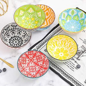 AHX Porcelain Dessert Bowls Cereal bowl - Ceramic Bowl Set of 6 - Colorful Small Bowls for Ice Cream | Soup | Cereal | Rice | Snack | Side Dish | Condiment Microwave and Dishwasher Safe -4.75 Inch