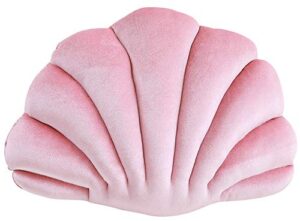 seashell pillow,andees decorative shell pillow velvet throw pillow,soft sea shell shaped stuffed throw pillow cushion doll for sofa bed couch chair home living room bedroom office decor (a-pink)