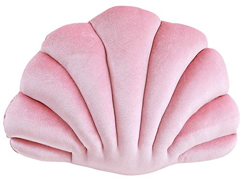 Seashell Pillow,Andees Decorative Shell Pillow Velvet Throw Pillow,Soft Sea Shell Shaped Stuffed Throw Pillow Cushion Doll for Sofa Bed Couch Chair Home Living Room Bedroom Office Decor (A-Pink)