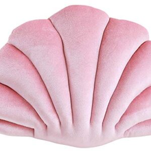 Seashell Pillow,Andees Decorative Shell Pillow Velvet Throw Pillow,Soft Sea Shell Shaped Stuffed Throw Pillow Cushion Doll for Sofa Bed Couch Chair Home Living Room Bedroom Office Decor (A-Pink)