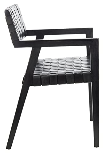 Safavieh Home Collection Cire Black Leather Living Room Accent Dining Chair (Fully Assembled) DCH4004A, 0