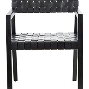 Safavieh Home Collection Cire Black Leather Living Room Accent Dining Chair (Fully Assembled) DCH4004A, 0