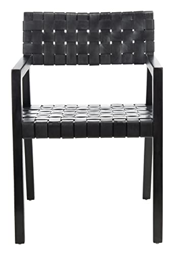 Safavieh Home Collection Cire Black Leather Living Room Accent Dining Chair (Fully Assembled) DCH4004A, 0