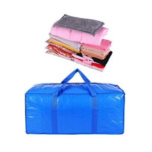 Heavy Duty Extra Large Storage Bags, Moving Bags, College Dorm Essentials, Extra Large Storage Bags for Moving Supplies, Christmas Decorations Storage, Double Zipper Design (Blue 6 pack)