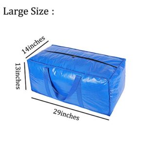 Heavy Duty Extra Large Storage Bags, Moving Bags, College Dorm Essentials, Extra Large Storage Bags for Moving Supplies, Christmas Decorations Storage, Double Zipper Design (Blue 6 pack)