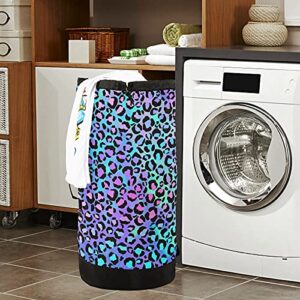 xigua Fashion Colorful Leopard Animal Print Laundry Bag, Drawstring Closure Dirty Clothes Bag Large Travel Camp Durable Tear Resistant Backpack Storage Bag - 14.5 X 29.3inch