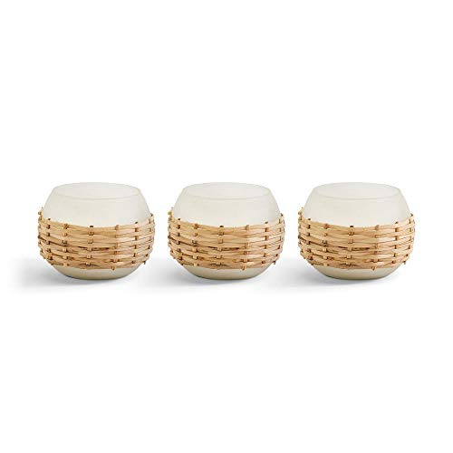 Two's Company Set of 3 Frosted Can Weave Candle