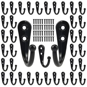 pozean 40 pack wall hooks, towel hooks coat hooks with 80pcs screws, black wall hooks for hanging coat scarf, bag, towel, key, cap, cup, hat and more