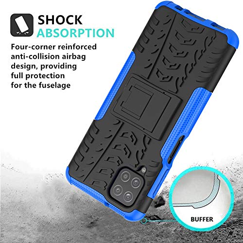 SKTGSLAMY Galaxy A12 Case,Samsung A12 Case,with HD Screen Protector, [Shockproof] Tough Rugged Dual Layer Protective Case Hybrid Kickstand Cover for Samsung Galaxy A12 (Blue)