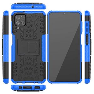 SKTGSLAMY Galaxy A12 Case,Samsung A12 Case,with HD Screen Protector, [Shockproof] Tough Rugged Dual Layer Protective Case Hybrid Kickstand Cover for Samsung Galaxy A12 (Blue)