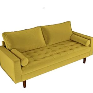 Container Furniture Direct Womble Modern Velvet Upholstered Living Room Diamond Tufted Chesterfield Sofa with Gleaming Nailheads, Textured Gold