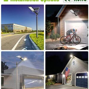 APONUO Solar Street Lights 2 Packs,100W Solar Street Light Outdoor Dusk to Dawn Lamp 98 LEDs 7000K Motion Sensor Light with Remote Control Pole Security Led Flood Light for Yard, Patio