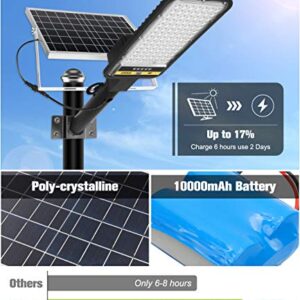 APONUO Solar Street Lights 2 Packs,100W Solar Street Light Outdoor Dusk to Dawn Lamp 98 LEDs 7000K Motion Sensor Light with Remote Control Pole Security Led Flood Light for Yard, Patio