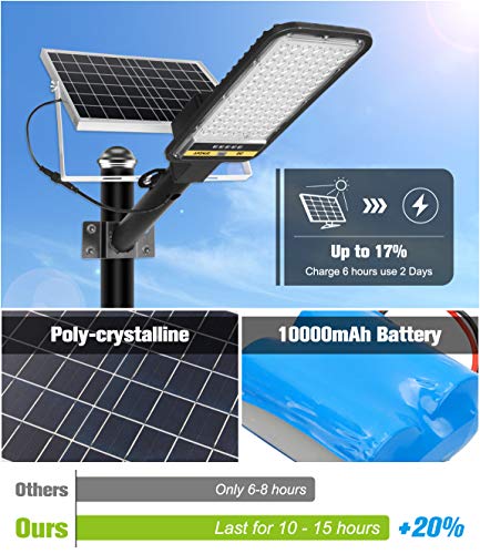 APONUO Solar Street Lights 2 Packs,100W Solar Street Light Outdoor Dusk to Dawn Lamp 98 LEDs 7000K Motion Sensor Light with Remote Control Pole Security Led Flood Light for Yard, Patio