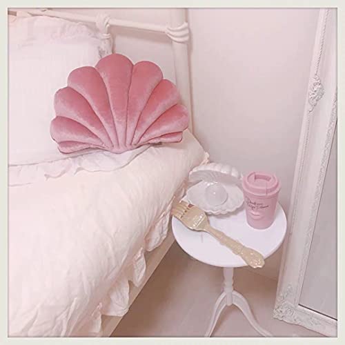 Patty Both Seashell Decorative Pillow Velvet Seashell Throw Pillow, Sea Shell Shaped Throw Pillow Decorative Pillows for Bed Couch Home Office Decor (Pink, Small(12.8*10in 0.3kg))