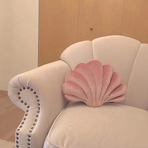 Patty Both Seashell Decorative Pillow Velvet Seashell Throw Pillow, Sea Shell Shaped Throw Pillow Decorative Pillows for Bed Couch Home Office Decor (Pink, Small(12.8*10in 0.3kg))