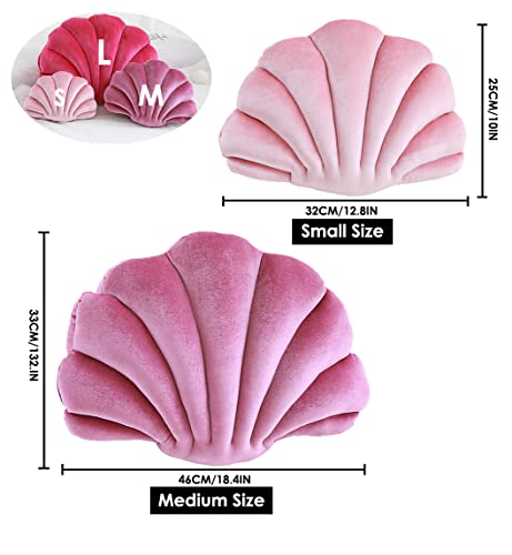 Patty Both Seashell Decorative Pillow Velvet Seashell Throw Pillow, Sea Shell Shaped Throw Pillow Decorative Pillows for Bed Couch Home Office Decor (Pink, Small(12.8*10in 0.3kg))