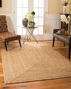 the home talk natural jute rug 3' x 5' - handwoven reversible indoor rug for farmhouse or rustic style - soft and durable material adds texture and warmth to living room, bedroom, or dining room