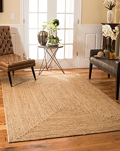 The Home Talk Natural Jute Rug 3' x 5' - Handwoven Reversible Indoor Rug for Farmhouse or Rustic Style - Soft and Durable Material Adds Texture and Warmth to Living Room, Bedroom, or Dining Room