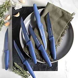 Granitestone Nutriblade 6-Piece Steak Knives Set Stainless Steel Serrated Blades with Comfortable Handles– Dishwasher-safe Rust-proof Steak Knife For Home and Restaurant Use As Seen On TV (Blue)