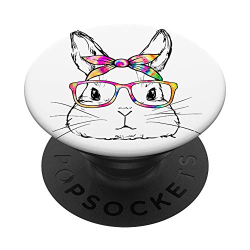 Dy Cute Bunny Face Tie Dye Glasses Easter Day PopSockets PopGrip: Swappable Grip for Phones & Tablets