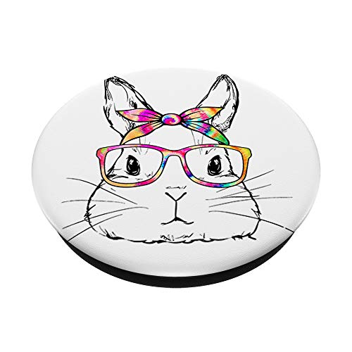 Dy Cute Bunny Face Tie Dye Glasses Easter Day PopSockets PopGrip: Swappable Grip for Phones & Tablets