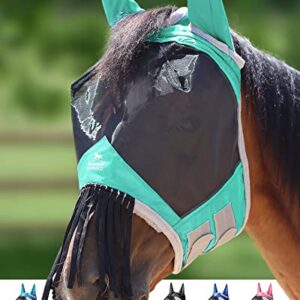 Harrison Howard CareMaster Horse Fly mask with Ears and Nose Fringe Fly Protector Defender Mask Summer Mint Full Size