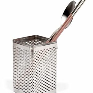 LENITH Kitchen Utensil Chopsticks Perforated Holder with Hooks - Stainless Steel Storage for Organizer Dishwasher Safe (Small Square)