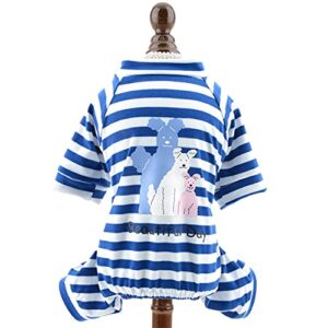 SMALLLEE_LUCKY_STORE Pet Striped Cotton Pajamas Pjs for Small Dogs Cats Boy Girl Puppy Pyjamas Jumpsuit Bodysuit Cute Doggies Pattern Indoor Sweater Shirt with Legs Yorkie Chihuahua Clothes