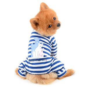 SMALLLEE_LUCKY_STORE Pet Striped Cotton Pajamas Pjs for Small Dogs Cats Boy Girl Puppy Pyjamas Jumpsuit Bodysuit Cute Doggies Pattern Indoor Sweater Shirt with Legs Yorkie Chihuahua Clothes