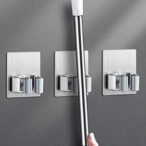 Bowdanie 4 PCS Broom Holder Wall Mount - Mop Holder Self Adhesive Broom Hanger Stainless Steel for Home Garage Garden Laundry Room Storage