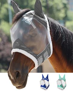 harrison howard horse fly mask uv protective fine mesh with extra wool soft touch on skin moonlight silver s