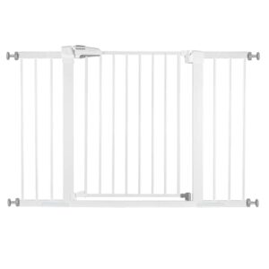 babelio metal baby gate dog gate 29-48 inch extra wide pet gate for stairs & doorways, pressure mounted walk thru child gate with door, no need tools no drilling, with wall cups