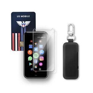 palm power bundle phone pvg100 (unlocked phone) 32gb memory and 12mp camera + qmadix 2500mah keychain battery + tempered screen protector + us mobile sim card