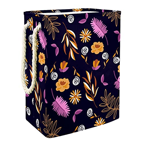 DEYYA Waterproof Laundry Baskets Tall Sturdy Foldable Flower Leaf Print Hamper for Adult Kids Teen Boys Girls in Bedrooms Bathroom