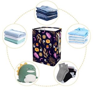 DEYYA Waterproof Laundry Baskets Tall Sturdy Foldable Flower Leaf Print Hamper for Adult Kids Teen Boys Girls in Bedrooms Bathroom