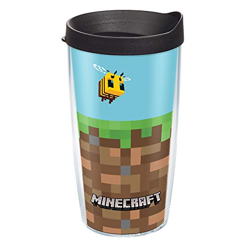 Tervis Made in USA Double Walled Minecraft Insulated Tumbler Cup Keeps Drinks Cold & Hot, 16oz, Grass Block