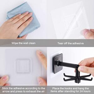 360° Rotating Folding Hook Multi-Purpose,180 Degrees Vertical Flip Hook No Drilling Self Adhesive Flip Waterproof Hooks, Space Saving Easy to Install, Suitable for Home Bathroom Kitchen Office, Black