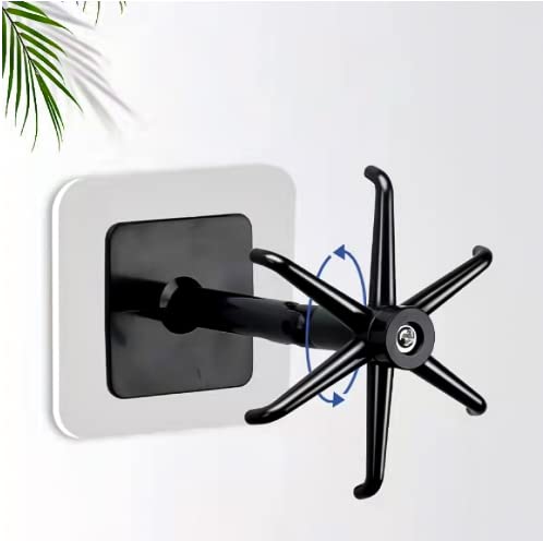 360° Rotating Folding Hook Multi-Purpose,180 Degrees Vertical Flip Hook No Drilling Self Adhesive Flip Waterproof Hooks, Space Saving Easy to Install, Suitable for Home Bathroom Kitchen Office, Black
