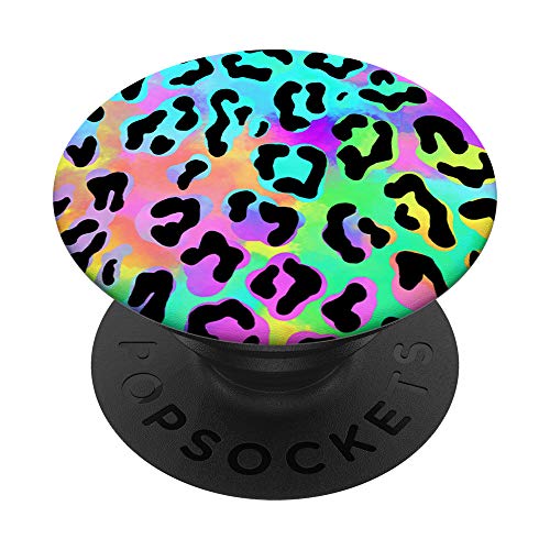 Leopard Print in Green Cyan Pink Blue Yellow Orange AEHP433 PopSockets PopGrip: Swappable Grip for Phones & Tablets