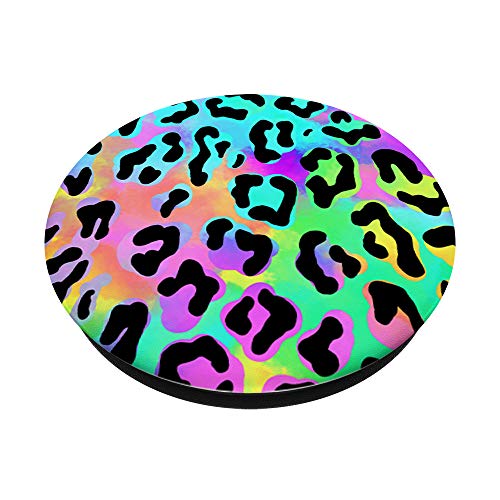 Leopard Print in Green Cyan Pink Blue Yellow Orange AEHP433 PopSockets PopGrip: Swappable Grip for Phones & Tablets